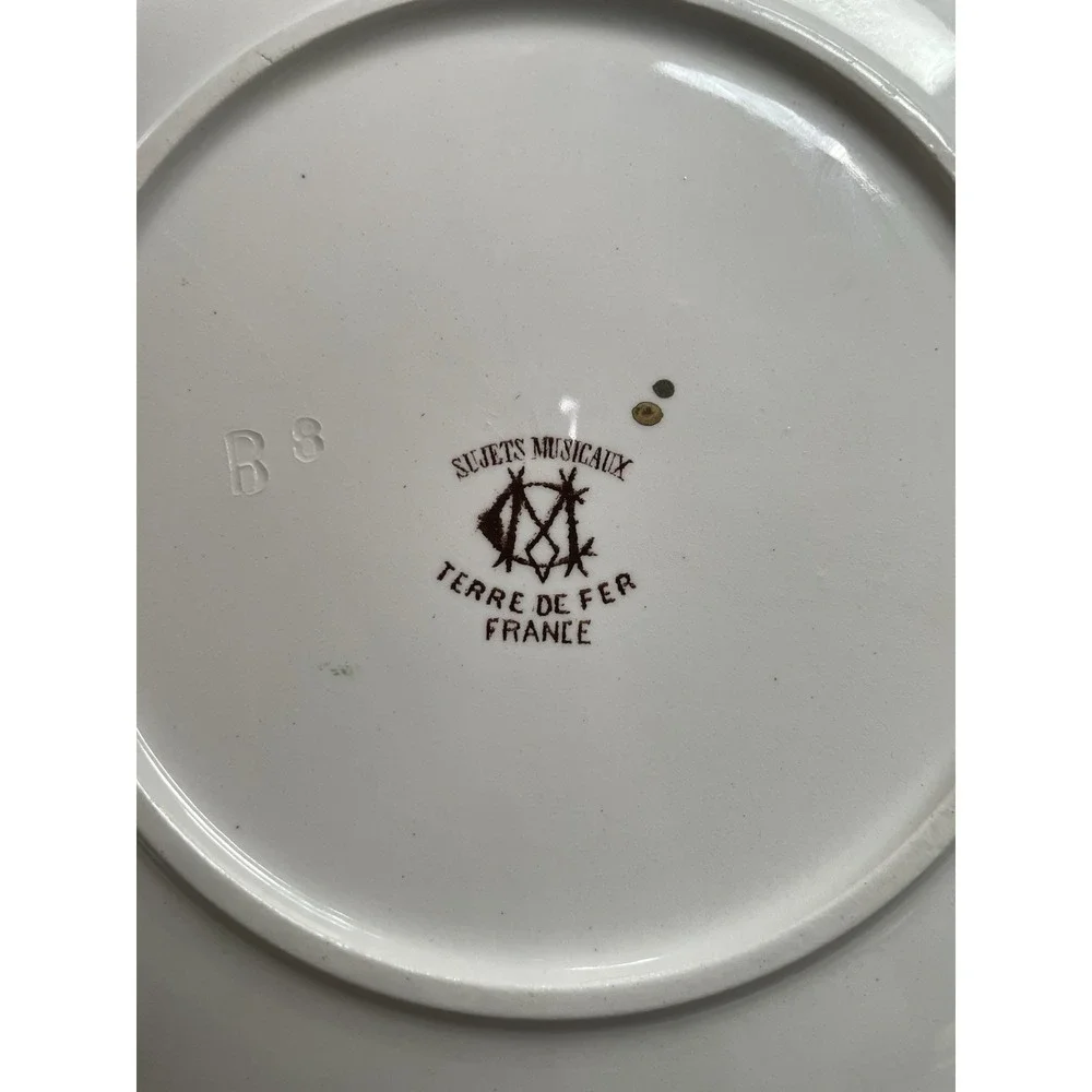Antique 1880s French Terre de Fer Porcelain No. 2 Signed & Marked Plate See Desc